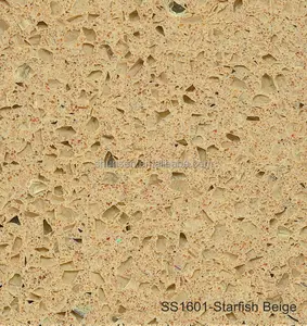Solid Surface Beige Aritificial Quartz flooring tiles Stone