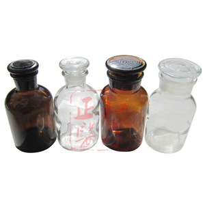 Laboratory Glass Bottles Wide Mouth Round Brown Clear With Ground Glass Stopper For Chemical Storage - Product Image 3