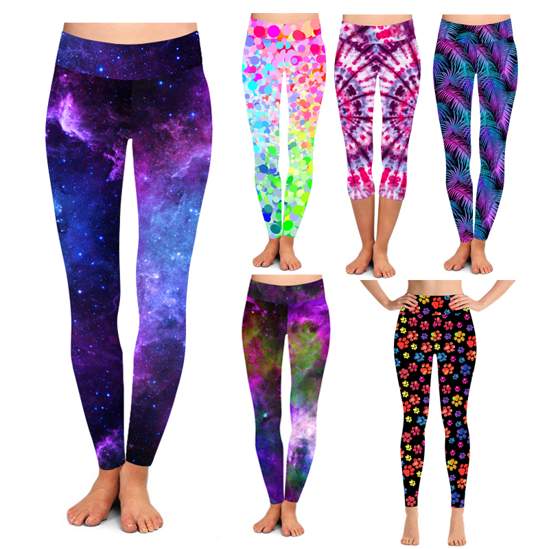 Custom design Hot Sale Digital Print Color High Waist Soft Stretchy 92% Polyester 8% Spandex Leggings for Women