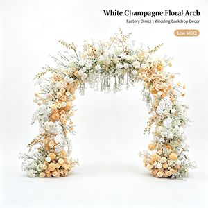 <span class=keywords><strong>Arche</strong></span> florale artificielle incurvée blanc champagne à fleurs mélangées, kit d'arrangement floral simulé pour cérémonie de mariage - Product Image 4