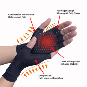 Sarung tangan terapi rematik Pria & Wanita, olahraga tanpa jari pereda nyeri kompresi infusi tembaga sarung tangan untuk artritis - Product Image 2