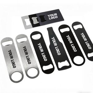Décapsuleur personnalisé avec logo gravé au laser, lame plate noire, ouvre-bouteille en acier inoxydable, supports vierges pour sublimation - Product Image 1