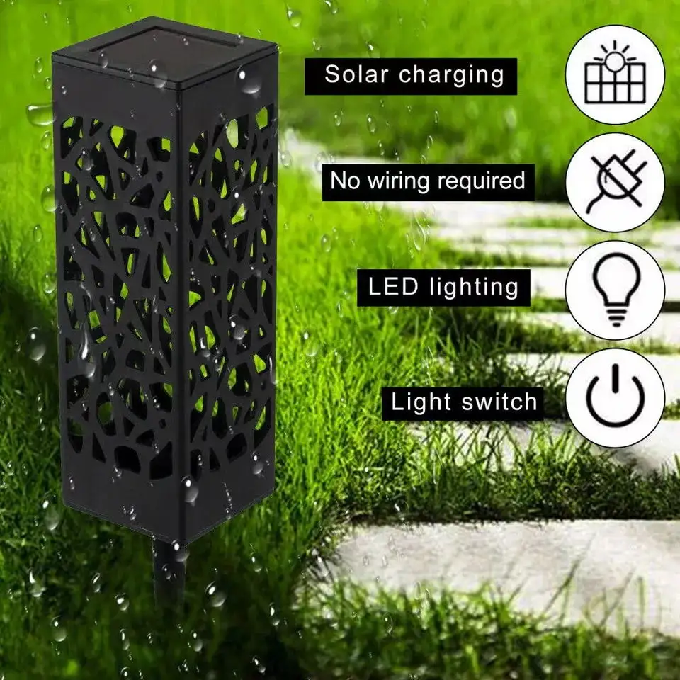 Vierkante Outdoor Decoratie Solar Batterij Zonlicht Straat Lantaarn Buiten Led Solar Tuin Gazon Decoratieve Stake Light