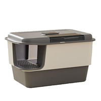 Bac à litière pour chat extra-large, entièrement fermé, en polypropylène, désodorisant, anti-odeurs, anti-éclaboussures, forme carrée