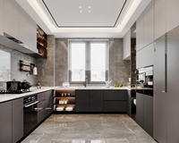 Armoires de cuisine modulaires durables avec tiroirs, en stratifié minimaliste, résine, laque de verre, panneau de particules MDF, mélamine