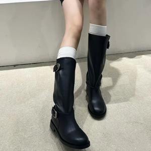 Bottes Slouch Patchwork 2026 pour Femme, Style Britannique, Bottes de Chevalier Rétro Mi-Mollet, Respirantes et Confortables, Bottes Tendance - Product Image 3