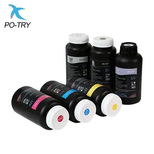 PO-TRY Hot Selling 1l 6 Kleuren UV-Printer Navulling Inkt Dx5 Dx6 Dx7 Digitale Inkjet Printer UV-Inkt