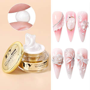 Hanyi Professional 15ml natürliches veganes 3D nicht klebriges Nagel verlängerung <span class=keywords><strong>UV</strong></span>-<span class=keywords><strong>Gel</strong></span> Benutzer definiertes Logo für Nail Art White 3D-Formgel Weiß - Product Image 1