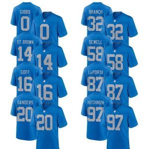 Maillot de football américain personnalisé Detroit Bleu 2026 – Tenues brodées et cousues pour jeunes avec logos – Vêtements de sport - Product Image 1