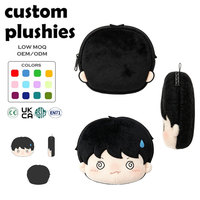 Dompet Koin Boneka Plush Custom OEM, Organizer Resleting Kawaii untuk Earbud, Kosmetik, Dompet Kecil