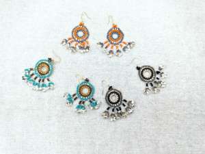 Boucles d'oreilles pendantes circulaires ajourées à pampilles, design tendance et avant-gardiste, perles de riz Miyuki colorées tissées à la main, style personnalisé - Product Image 1