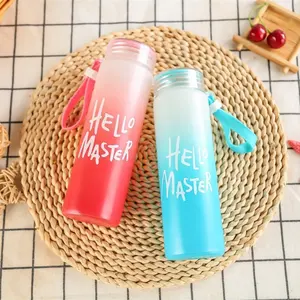 Popular Colorful Glass Water Bottle Leak-proof Hello Master Print Glass Bottles Wholesale