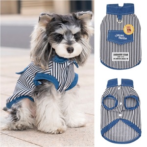 Wholesale pet cat and <b>dog</b> clothing for small <b>dogs</b>. Snowy Retriever, Teddy Bear, and Poodle. Striped denim clothes for spring and - Product Image 5