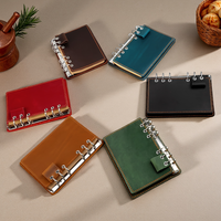 Carnet A6 en cuir véritable à anneaux, rechargeable, agenda de poche vintage, mini-journal à 6 trous pour cadeau