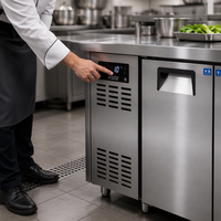 Table de préparation réfrigérée professionnelle en acier inoxydable, sans givre, à commande numérique, pour restaurant, hôtel, traiteur CB