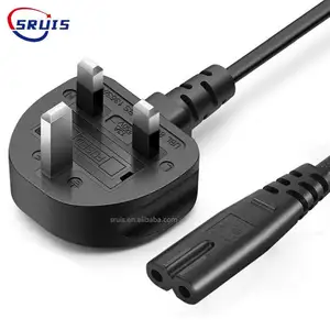 Custom BS1363 Plug Figure 8 2 Pins Mains C7 UK Plug Power Supply Cord Cable Lead for TV Printer