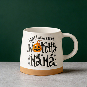 Juego de Tazas de Cerámica de Halloween Witchy Mama - 2 Tazas de Café de 14 oz con Diseño de Calabaza y Gato, Recuerdos para Fiestas Espeluznantes - Product Image 4