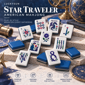 Jeu de Mahjong américain au design original, 160 tuiles, résistant à la décoloration, Mahjong américain à 4 couches pour femmes, salle de jeux avec boîte cadeau - Product Image 1