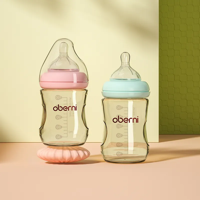 زجاجة توريدات أوبيرني للأطفال كاملة عمر 0-6 شهور زجاجة تغذية PPSU لحديثي الولادة مع فتحة رقبة واسعة وحلمة لينة
