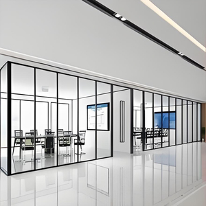 Cloison en verre encadrée Diviseur <span class=keywords><strong>de</strong></span> bureau à domicile Installation <span class=keywords><strong>de</strong></span> travail à distance Cadre en aluminium <span class=keywords><strong>Panneau</strong></span> en verre trempé Usage résidentiel - Product Image 1