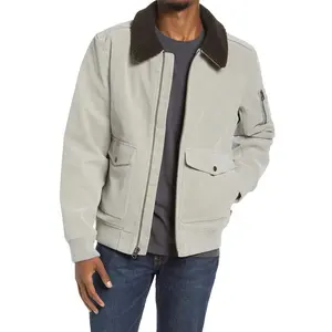 Дизайнерская Высококачественная куртка-бомбер из искусственной замши с застежкой-молнией и воротником из искусственной овчины