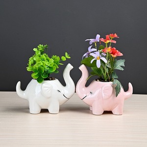 Vaso de Cerâmica com Design de Elefante MSH, Bonito Vaso para Plantas Internas para Decoração de Jardim de Infância - Product Image 3
