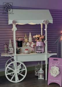 Chariot de bonbons en bois blanc de haute qualité Design décoration de fête de mariage chariot de désert de crème glacée fleur en bois et chariot de bonbons - Product Image 6