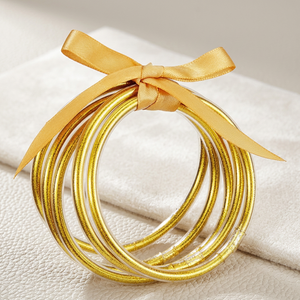 Glitter Jelly Gold <b>Bangles</b> <b>Bracelets</b> for Women - Gold Soft Silicone Sparkling Ladies Fashion Stackable Jewelry Gift for Party - Product Image 1