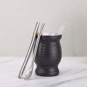 Tasse à maté en acier inoxydable à double paroi de 8 oz, personnalisable en gros, avec paille Bombilla, pour thé et café d'Amérique du Sud - Product Image 5