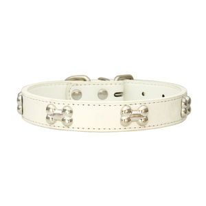 <span class=keywords><strong>Collar</strong></span> ajustable de cuero de PU de 16 colores para perros, diseño de hueso, moderno, de lujo, estampado de dibujos animados simples, venta al por mayor, suministros para mascotas hechos de nailon - Product Image 2