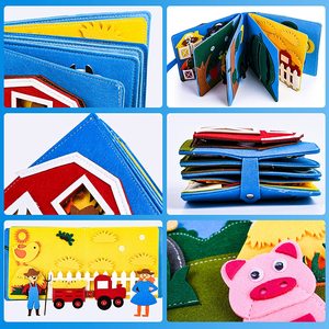 Sac à dos pour tout-petits, jouet d'éveil silencieux, modèle d'apprentissage, <span class=keywords><strong>dessin</strong></span>, unisexe, personnalisé, fait main, en tissu doux, premiers jouets Montessori - Product Image 3