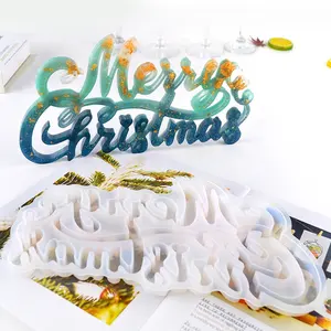 Merry Christmas reçine kalıp mektubu silikon kalıp noel dekorasyon için