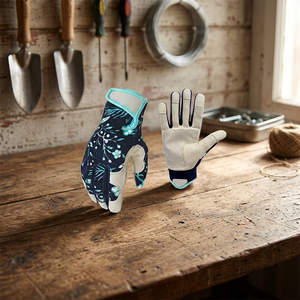 Gants de travail en cuir antidérapants, motif floral, poignet élastique, gants de sécurité polyvalents, bouts des doigts texturés, sans latex, 4 mil - Product Image 2