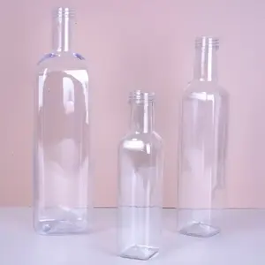 250Ml 500Ml 750Ml 1000Ml Doorzichtige Lege Flessen Olijfolie Plastic Fles Met Doppen