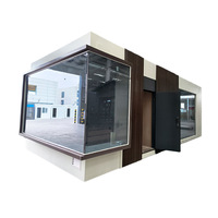 Maison préfabriquée personnalisée en conteneur, maison modulaire avec grande fenêtre en verre du sol au plafond, design moderne, utilisation en extérieur