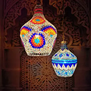 2020 nuevo producto de mosaico turco lámpara artesanía araña famoso hotel pasillo jardín lámpara