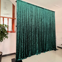 Rideaux en velours écrasé vert émeraude pour toile de fond de décoration de mariage coloré 5 * 10ft