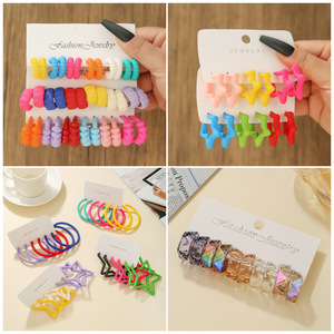 Boucles d'oreilles tendance en résine étoile pour femme, ensemble de clous et créoles colorés, collection Printemps 2026, origine Yiwu - Product Image 1