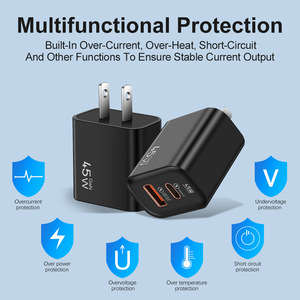 Portatile 45w tipo <span class=keywords><strong>C</strong></span> + USB un blocco di ricarica veloce cellulare parete adattatore per telefoni - Product Image 5