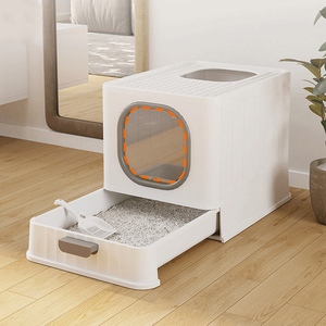 <span class=keywords><strong>Toilette</strong></span> <span class=keywords><strong>pour</strong></span> chat entièrement fermée, anti-éclaboussures, en plastique, avec contrôle des odeurs, entrée par le haut, facile à nettoyer et confortable - Product Image 2