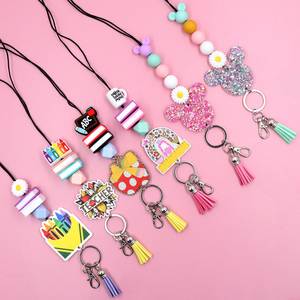 Customized Combination Trim of Acrylic Silicone Stainless Steel UV Printing Handmade Fashion Trend Gift Keychain for Back School