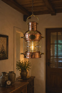 Handmade <b>Copper</b> Anchor <b>Lantern</b> Vintage Nautical Ship Lamp Brass Maritime Coastal Decor - Product Image 3
