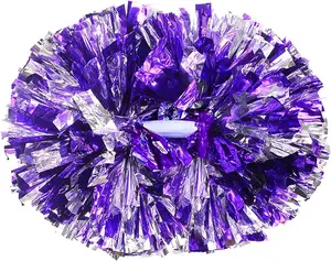 metallic PET cheering poms for football basketball cheers wholesale customize dance props hand flowers cheerleading pom