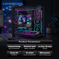LOVINGCOOL 2027 Nouveau ventilateur de boîtier intégré AB - Option double face pour boîtier d'ordinateur de jeu, miroir inversé, ventilateur PC 120/240/360mm tout-en-un