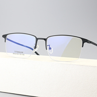 Kacamata Optik Pria Model 8002 Bergaya, Titanium Murni Solid, Tahan Lama, Semi-Frame Persegi Kelas Atas, Pengiriman Cepat Langsung