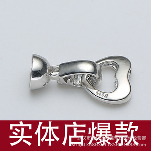 Fermoir en forme de cœur en argent S925 pour bracelet de perles, connecteur de collier, accessoires de bricolage 2013 - Product Image 4