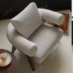 Sedia da salotto moderna in legno massello con crema di lana di pecora Design per il tempo libero per <span class=keywords><strong>soggiorno</strong></span> o balcone <span class=keywords><strong>mobili</strong></span> per la casa - Product Image 1