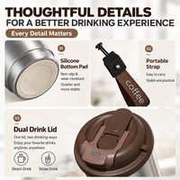 Gobelet isotherme Kingze personnalisé avec logo, 550 ml, en acier inoxydable 304, anti-fuite, pour café, vente en gros en vrac pour marques de cafés