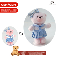 Teddy ISLAND – Nouvelle Peluche Ours en Peluche Personnalisée avec Jupe Bleue Mignonne, Certifiée Mondiale, en Peluche Ultra Douce et Rembourrage en Coton PP