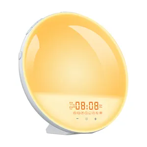 New style Multifunctional Color Changing Temperature Smart Digital Table Wake Up Light Sunrise Alarm Clock for Bedroom